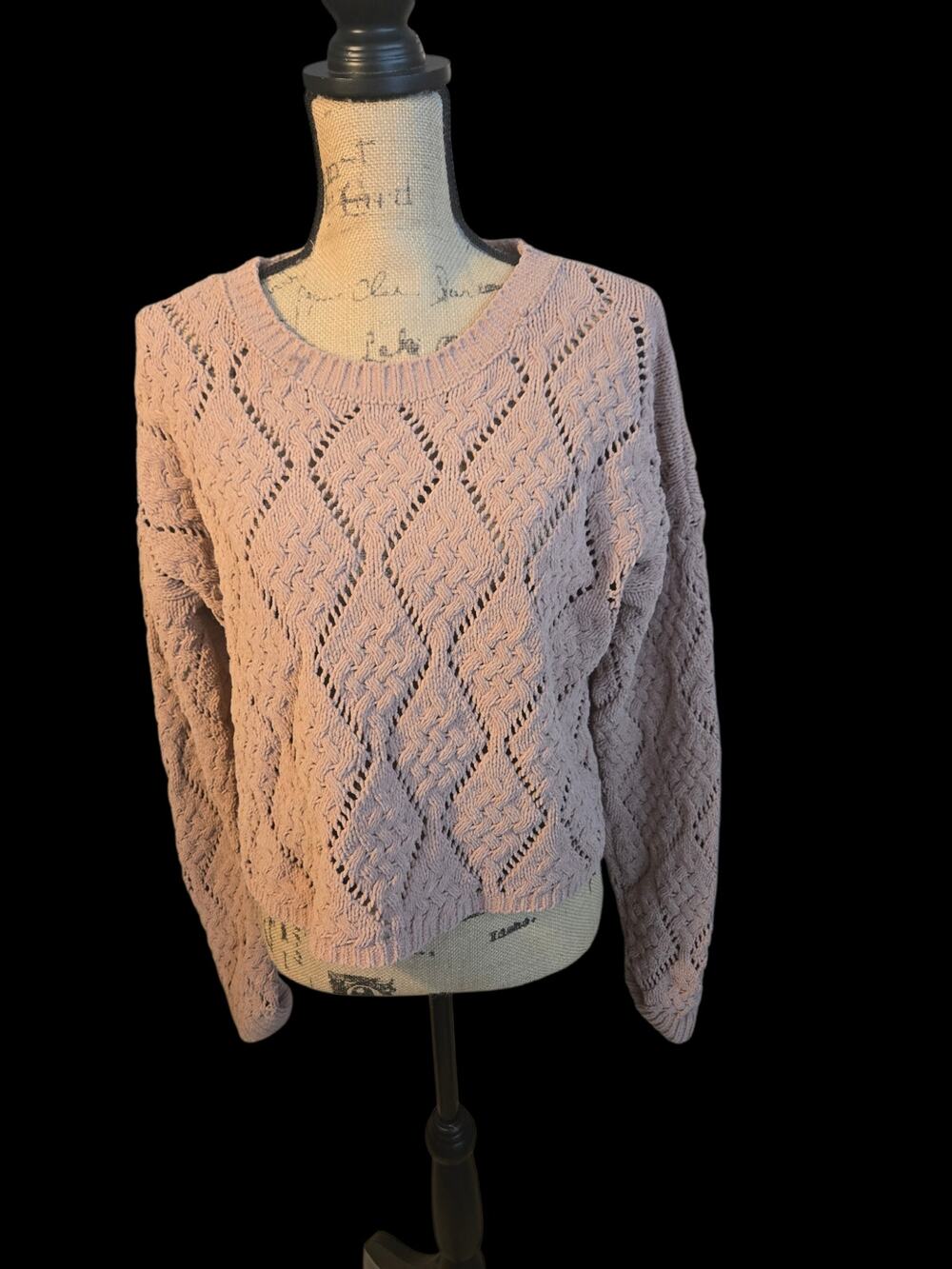 Sincerely Jules soft pink knit patterned sweater, size large